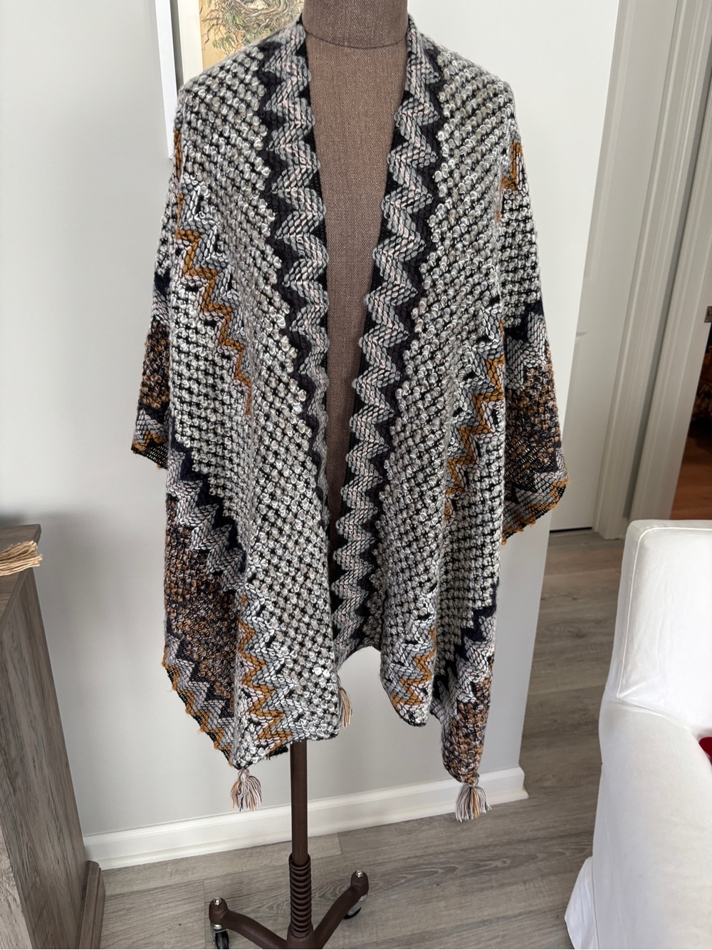 Michael Stars Black & Gray Open Weave Knit Top